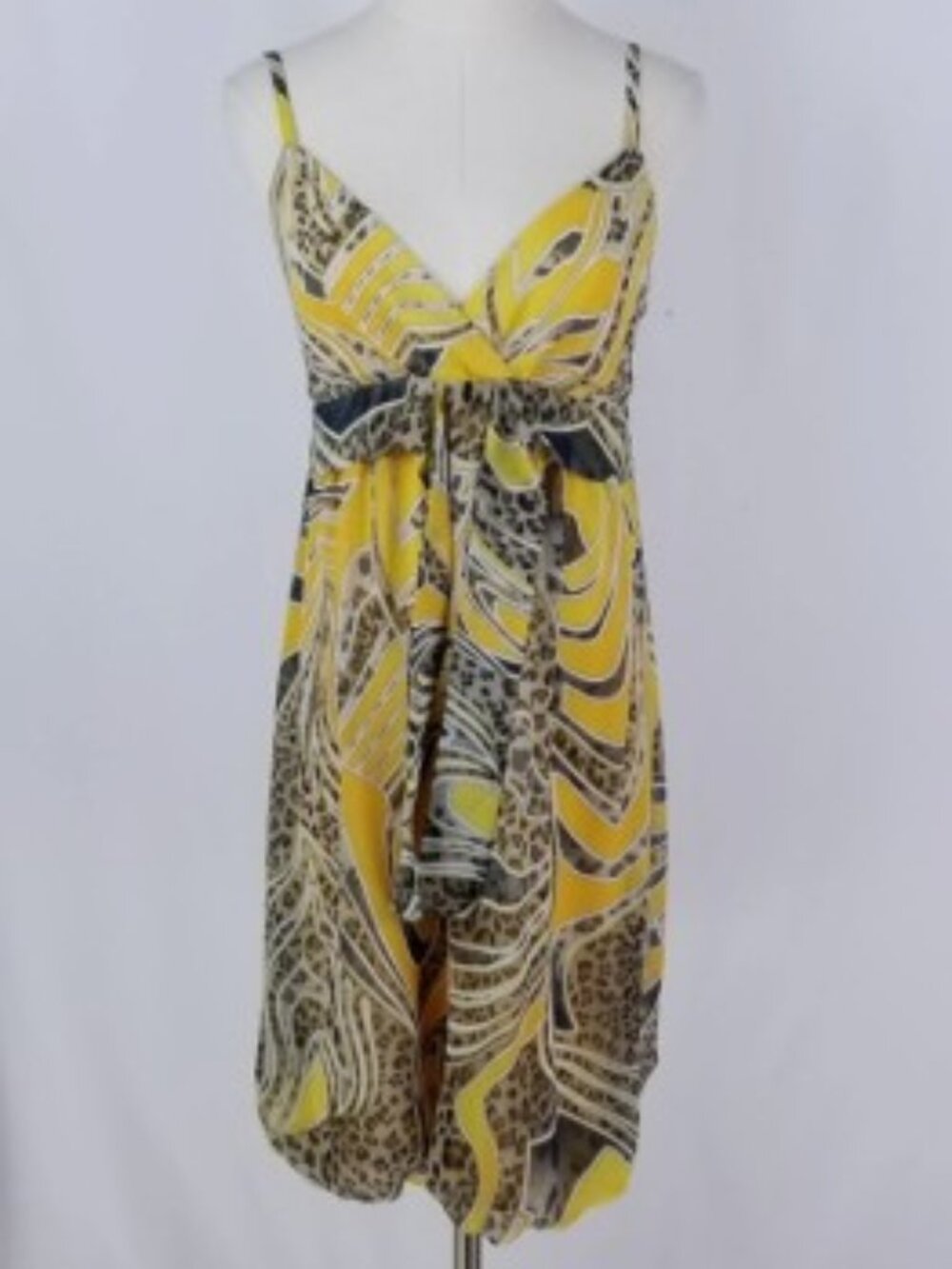 Y2K Joseph Ribkoff Yellow Abstract Leopard Print Strappy Dress